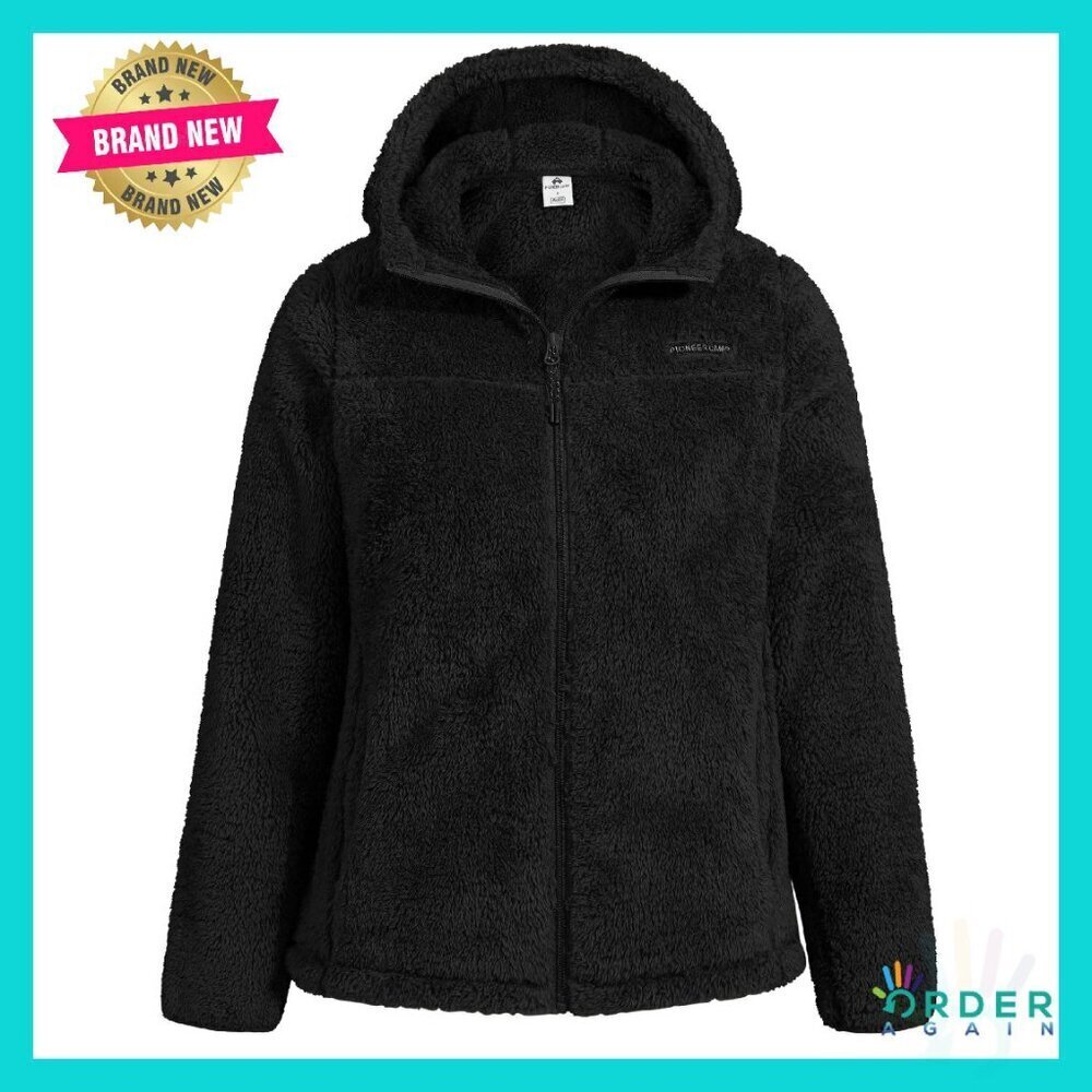 Fuzzy Fleece Jacket Full Zip Hooded Lightweight Warm Soft Cozy Chic